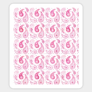 Hot pink watercolor paisley pattern Sticker